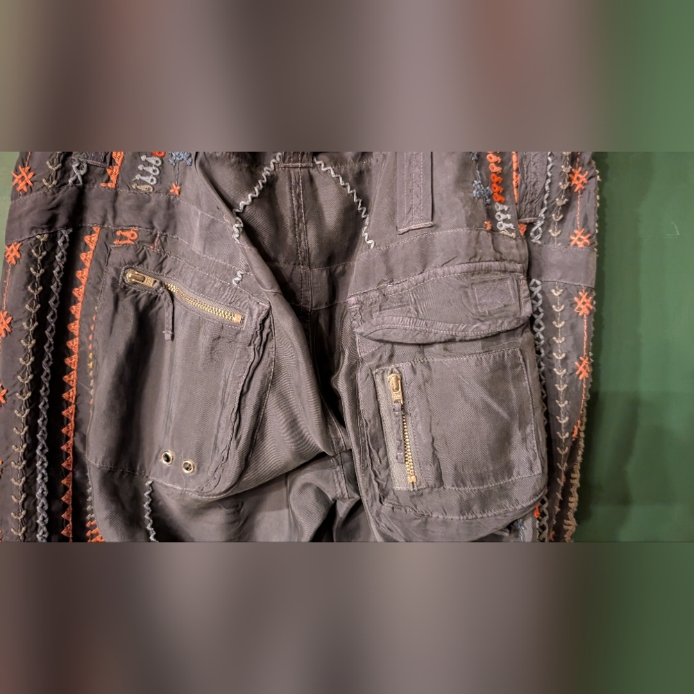 Johnny Was Dark Cargo Pants with Colorful Patterns (Runs Large) - Picture 3 of 7